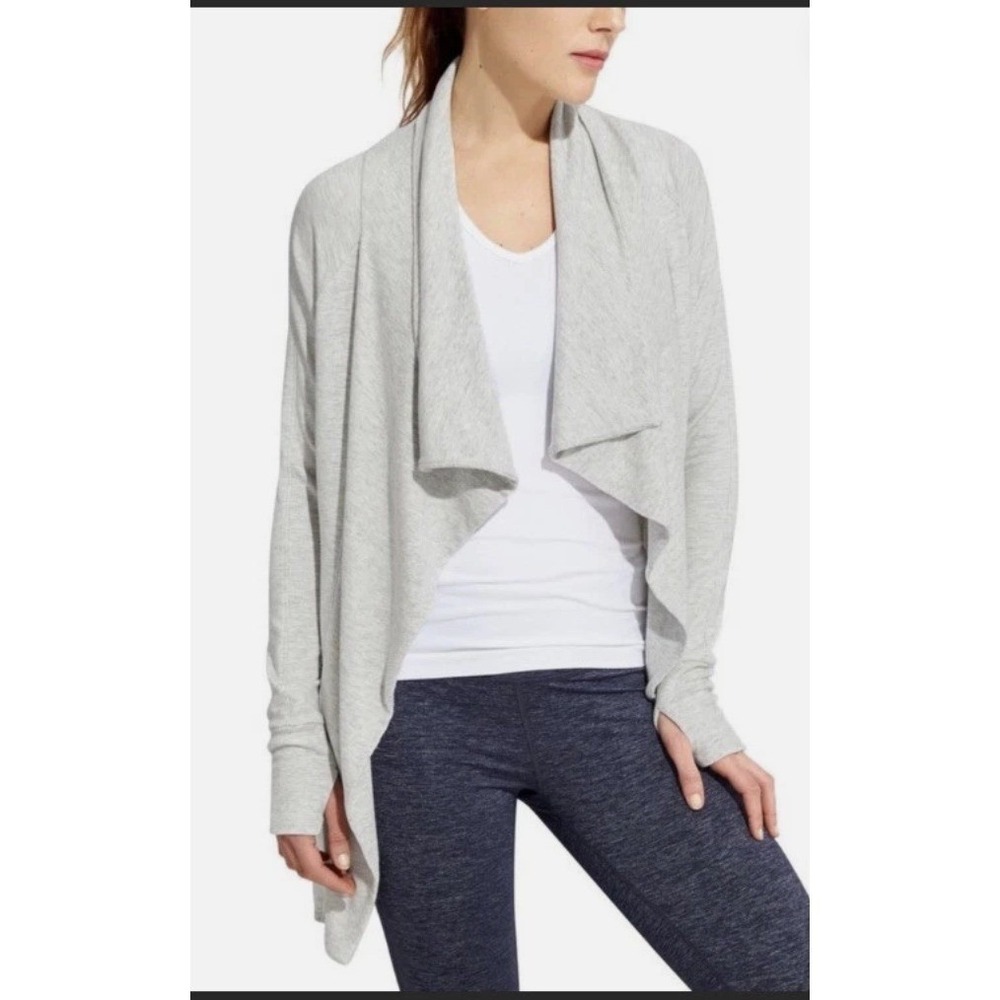 Athleta Studio Yoga Wrap Magnetic Closure Cardigan In Heather Gray Size Small